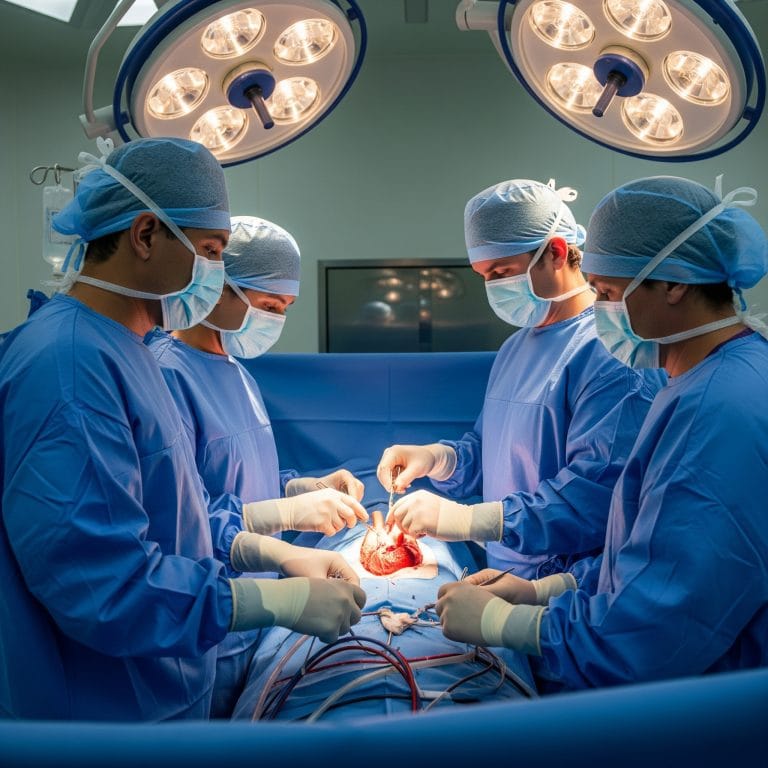 Doctors doing heart surgery