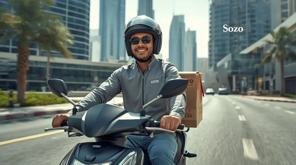 Energetic motorbike rider on the move